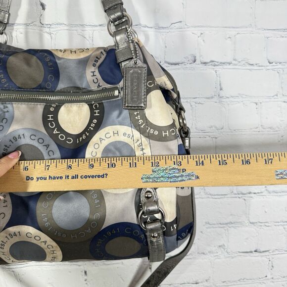 Coach Alexandra Blue Sateen Snaphead Print Large Shoulder Crossbody Logo Bag - Picture 12 of 16